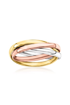 Italian 14kt Tri-Colored Gold Rolling Ring, Women's, Adult