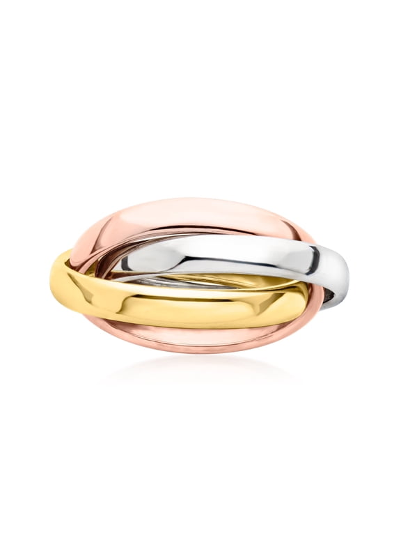 Italian 14kt Tri-Colored Gold Rolling Ring, Women's, Adult