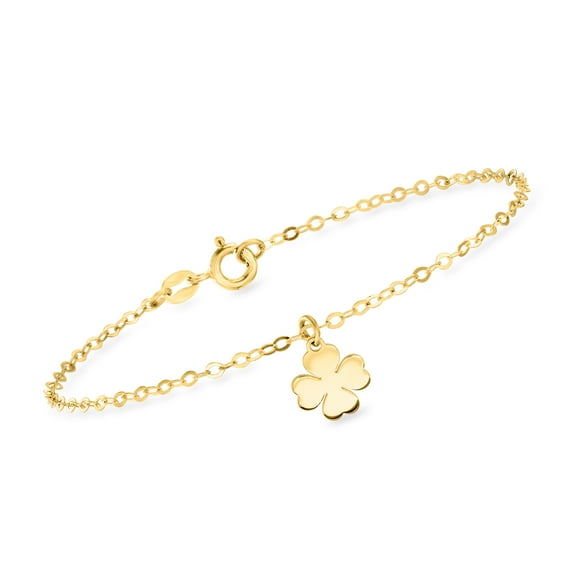 Ross-Simons Italian 14kt Yellow Gold 4-Leaf Clover Charm Bracelet, Women's, Adult