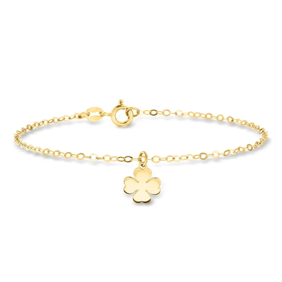 Ross-Simons Italian 14kt Yellow Gold 4-Leaf Clover Charm Bracelet, Women's, Adult