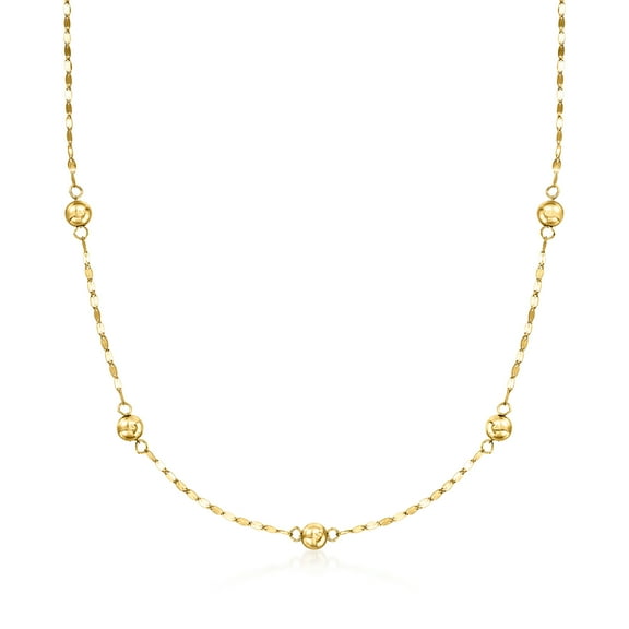 Ross-Simons Italian 14kt Yellow Gold Bead Station Lumachina-Chain Necklace, Women's, Adult