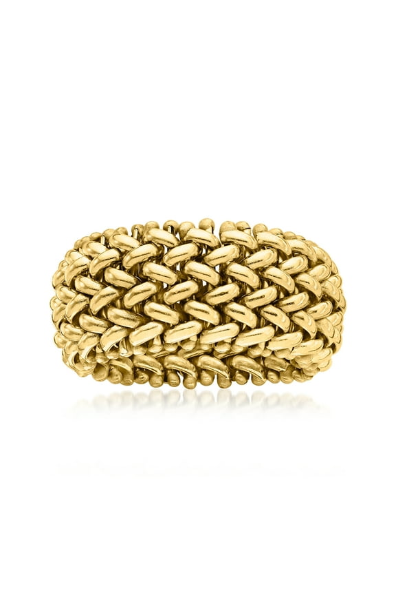 Italian 14kt Yellow Gold Beaded Mesh Ring, Women's, Adult