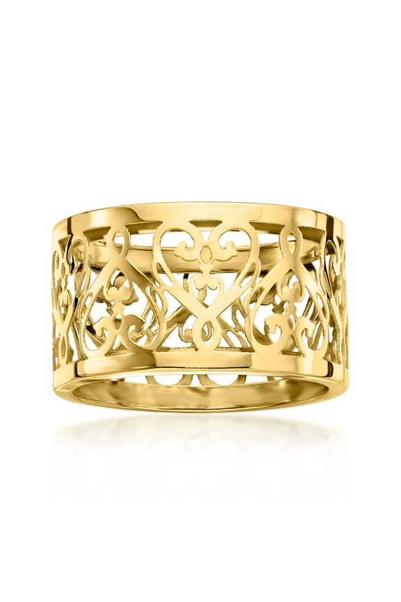 Italian 14kt Yellow Gold Filigree Heart Ring, Women's, Adult