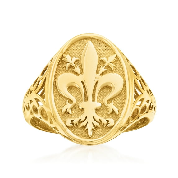 Ross-Simons Italian 14kt Yellow Gold Fleur-De-Lis Signet Ring, Women's, Adult