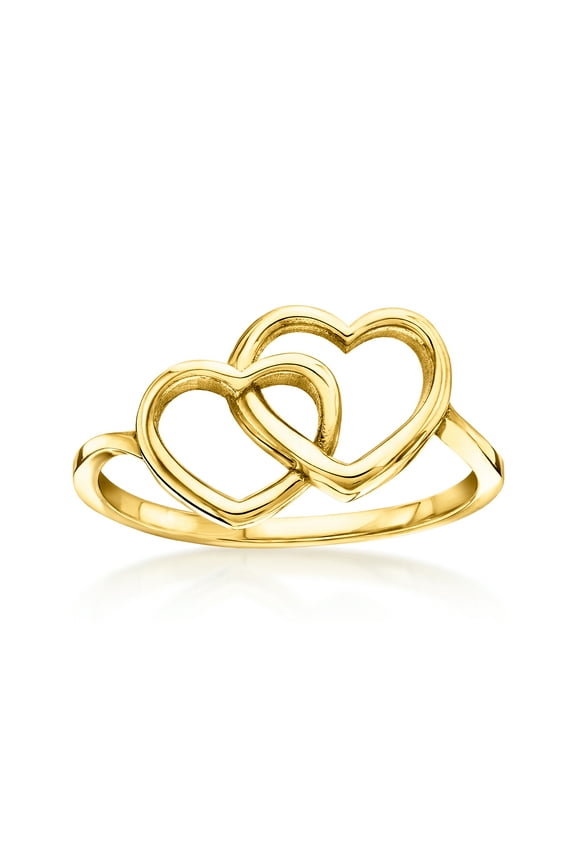 Italian 14kt Yellow Gold Interlocking-Heart Ring, Women's, Adult