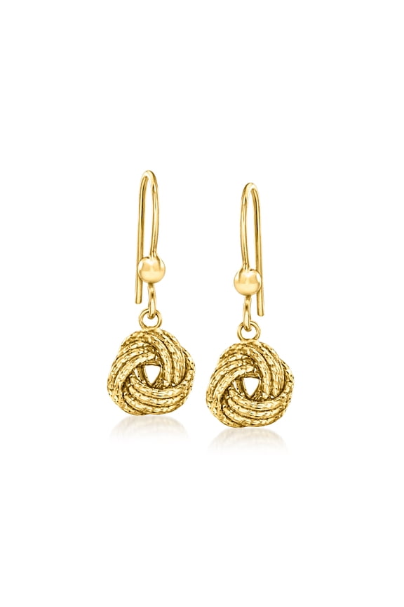Italian 14kt Yellow Gold Love Knot Drop Earrings, Women's, Adult