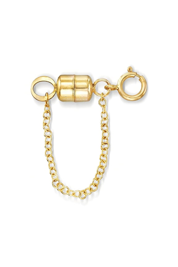 Italian 14kt Yellow Gold Magnetic Clasp Converter With Safety Chain, Women's, Adult
