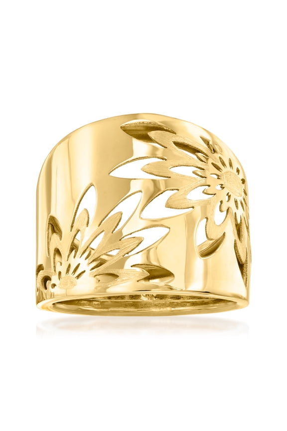 Italian 14kt Yellow Gold Openwork Floral Ring, Women's, Adult