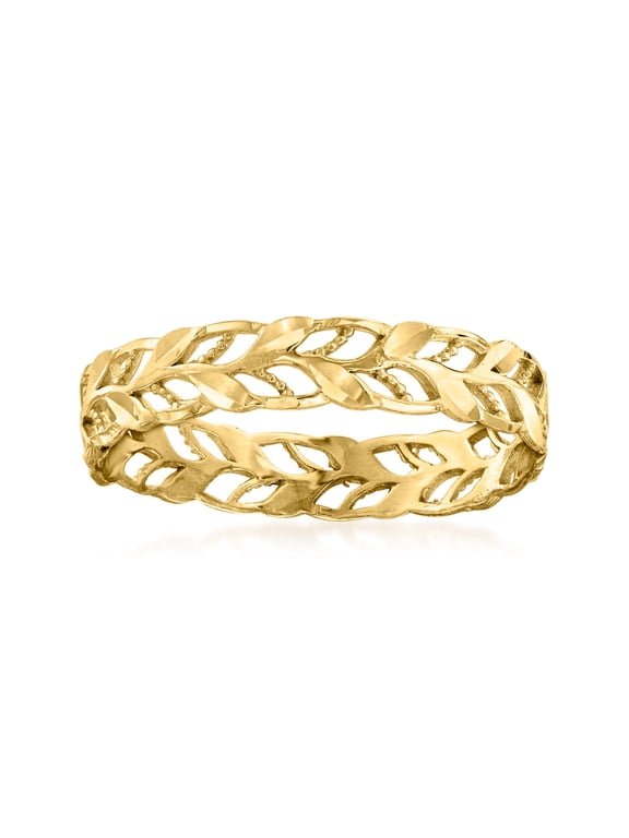 Italian 14kt Yellow Gold Openwork Leaf Ring, Women's, Adult