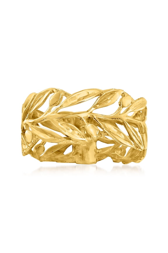 Italian 14kt Yellow Gold Openwork Leaf Ring, Women's, Adult