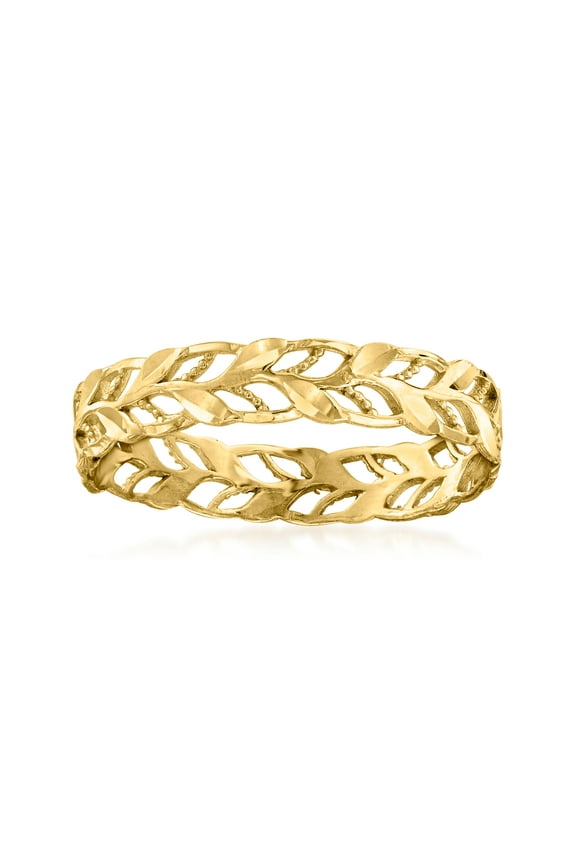 Italian 14kt Yellow Gold Openwork Leaf Ring, Women's, Adult