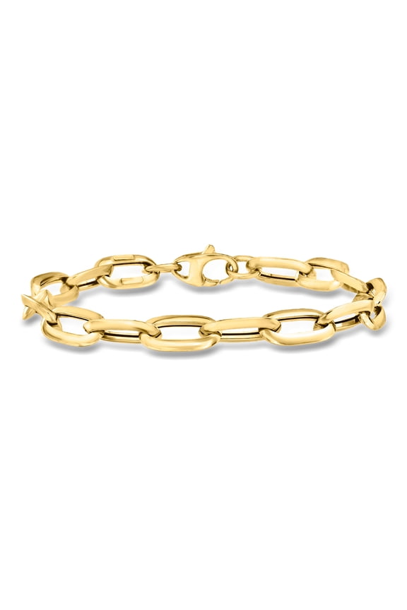 Italian 14kt Yellow Gold Oval Paper Clip Link Bracelet, Women's, Adult