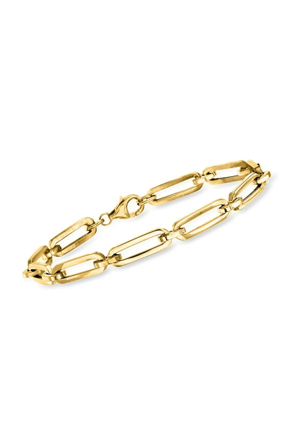 Italian 14kt Yellow Gold Paper Clip Link Bracelet, Women's, Adult