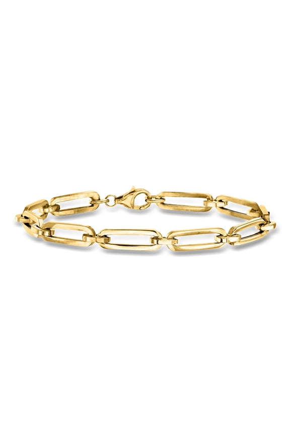 Italian 14kt Yellow Gold Paper Clip Link Bracelet, Women's, Adult