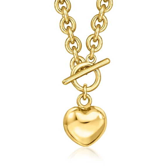 Ross-Simons Italian 14kt Yellow Gold-Plated Heart Toggle Necklace, Women's, Adult