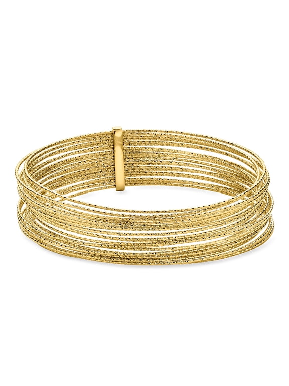 Italian 14kt Yellow Gold-Plated Multi-Strand Bangle Bracelet, Women's, Adult