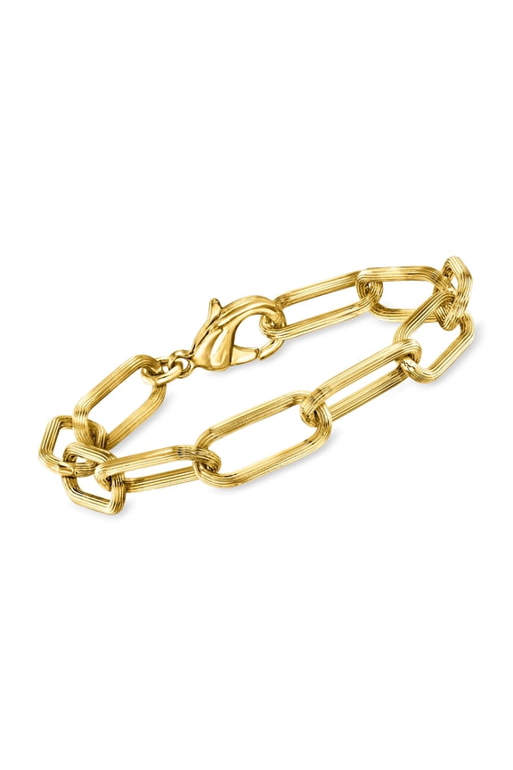 Italian 14kt Yellow Gold-Plated Paper Clip Link Bracelet, Women's, Adult