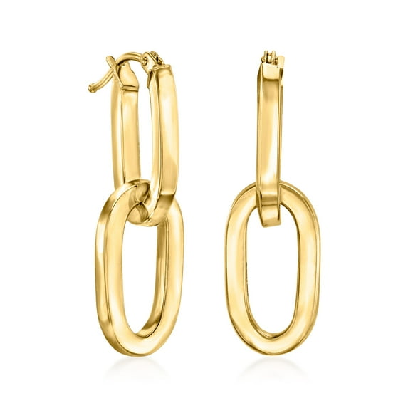 Ross-Simons Italian 14kt Yellow Gold Removable Paper Clip Link Hoop Drop Earrings, Women's, Adult