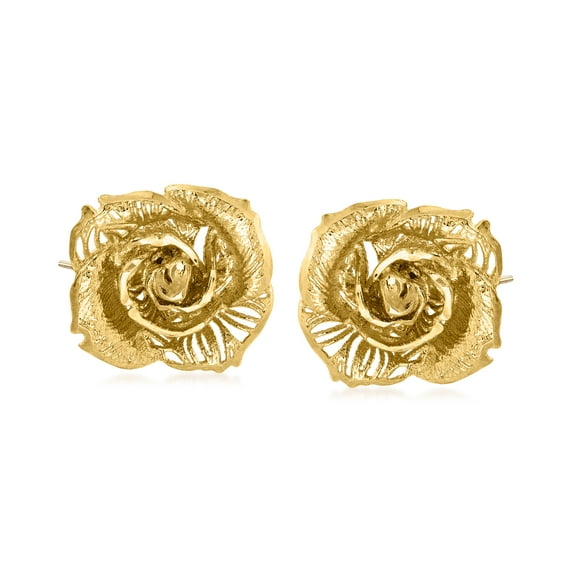 Ross-Simons Italian 14kt Yellow Gold Rose Earrings, Women's, Adult
