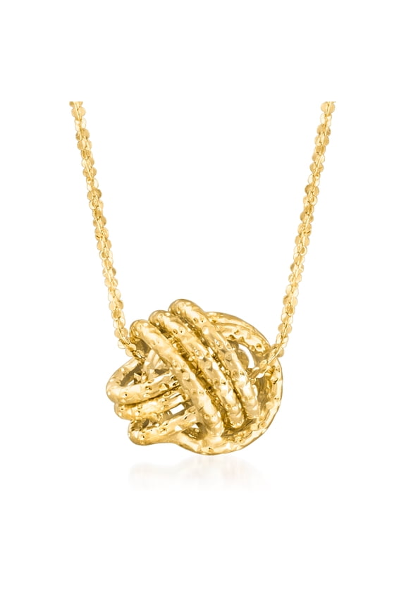 Italian 14kt Yellow Gold Textured Love Knot Necklace, Women's, Adult
