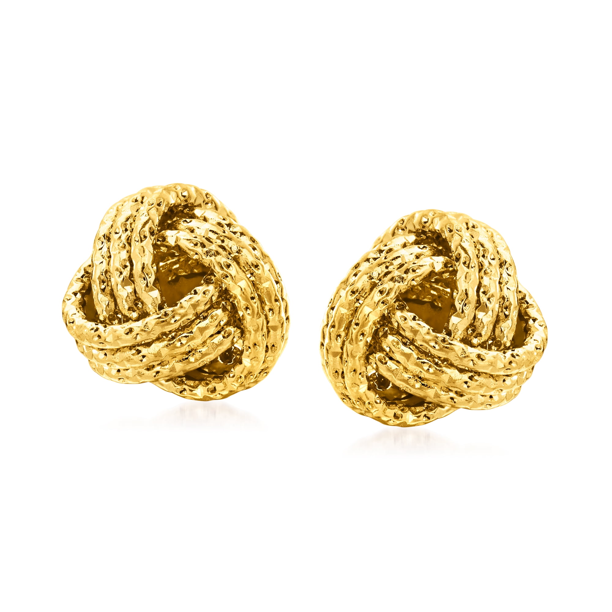 14k Yellow Gold Textured Love Knot Earrings