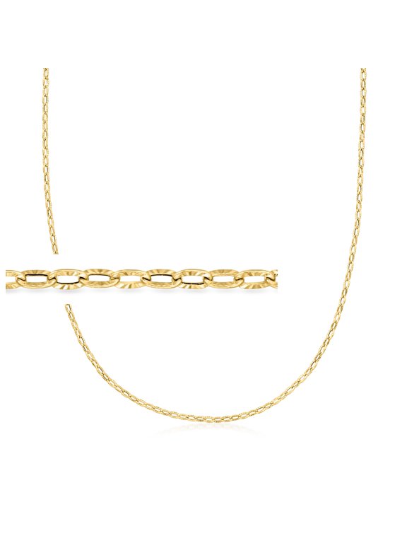 Italian 14kt Yellow Gold Textured and Polished Cable-Chain Necklace, Women's, Adult