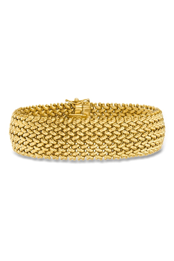 Italian 14kt Yellow Gold Wide Riso Link Bracelet, Women's, Adult