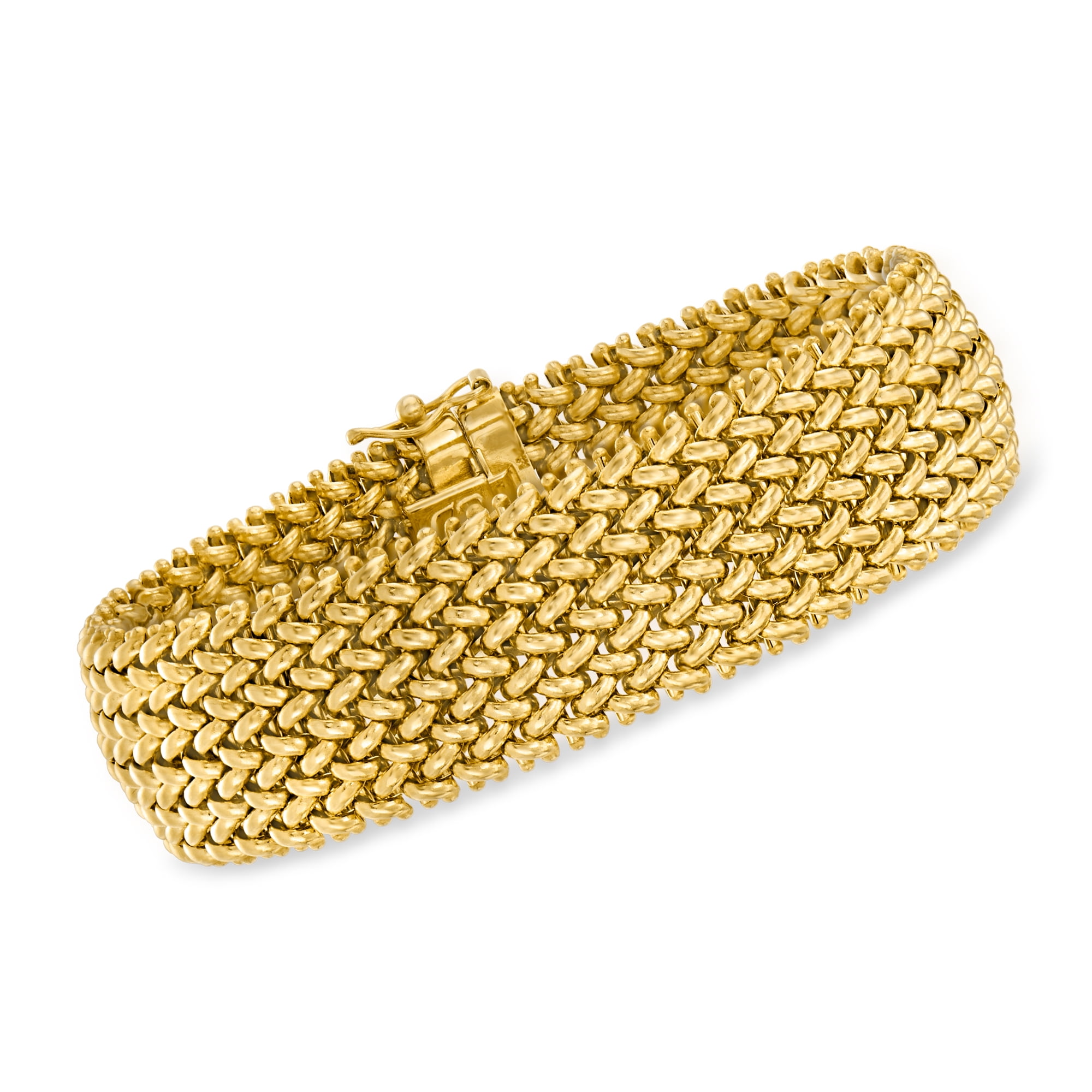 Ross-Simons Italian 14kt Yellow Gold Wide Riso Link Bracelet for