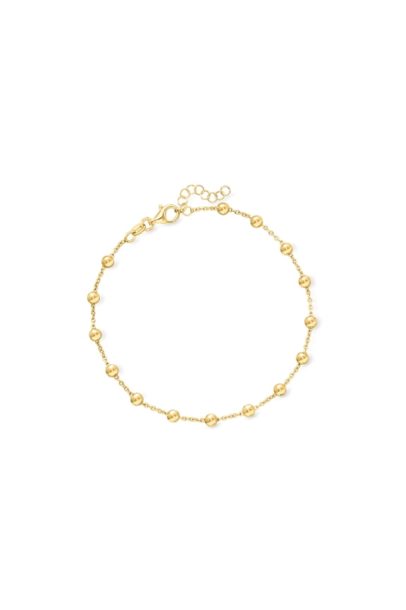 Italian 18kt Gold Over Sterling Bead Station Anklet, Women's, Adult