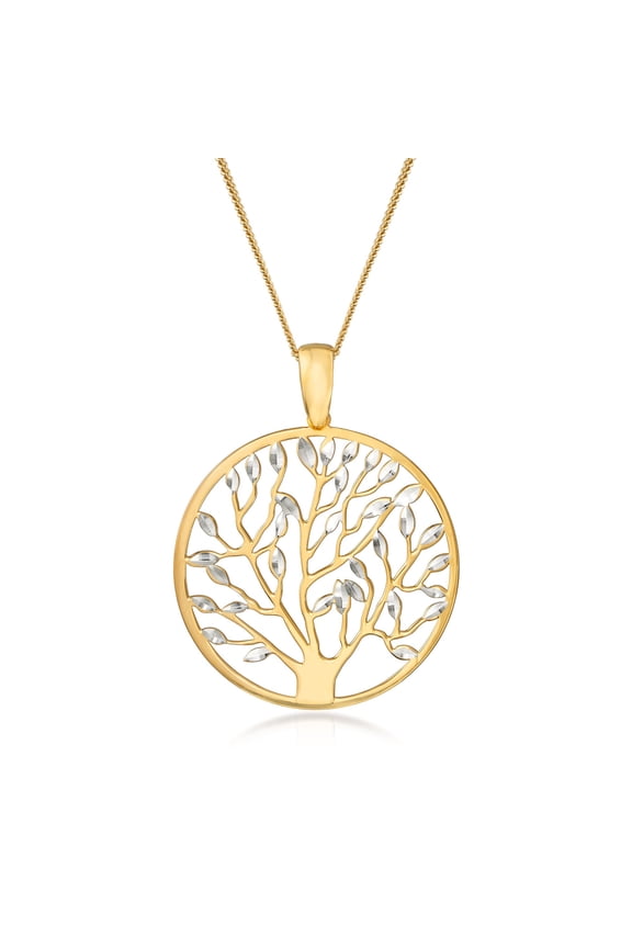 Italian 18kt Gold Over Sterling Cut-Out Tree Of Life Pendant Necklace, Women's, Adult