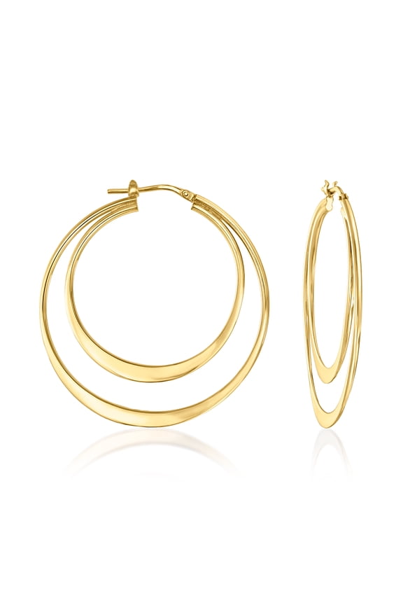 Italian 18kt Gold Over Sterling Double-Hoop Earrings, Women's, Adult
