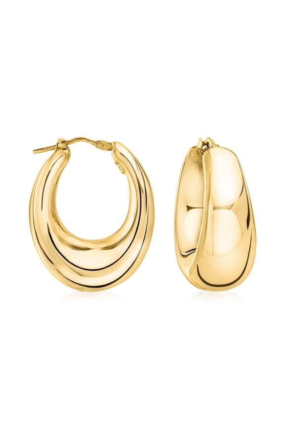 Italian 18kt Gold Over Sterling Graduated Hoop Earrings, Women's, Adult