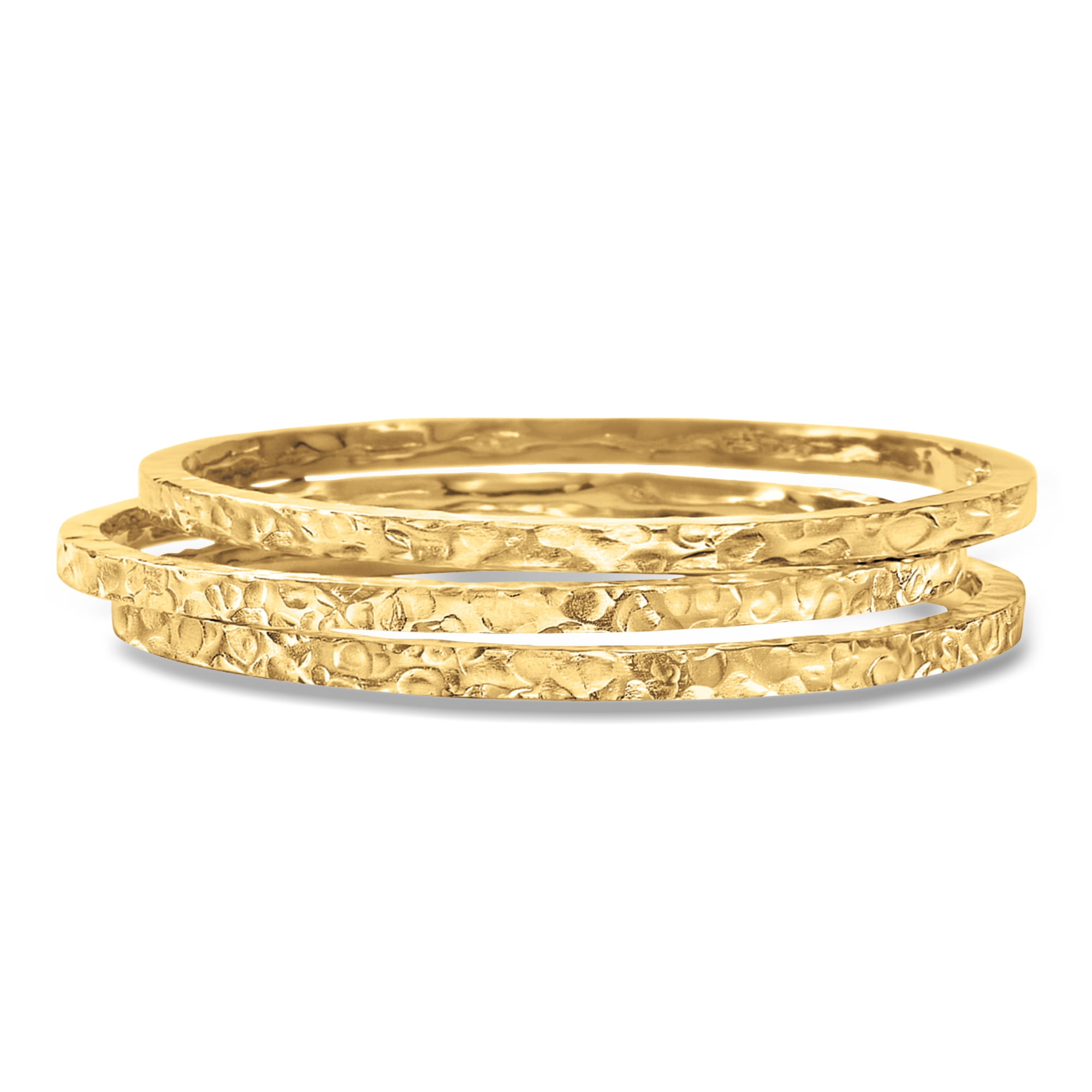 Ross-Simons Italian 18kt Gold Over Sterling Jewelry Set: 3 Hammered Bangle Bracelets, Women's, Adult