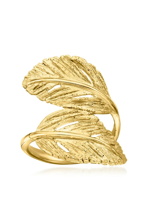 Italian 18kt Gold Over Sterling Leaf Bypass Ring, Women's, Adult