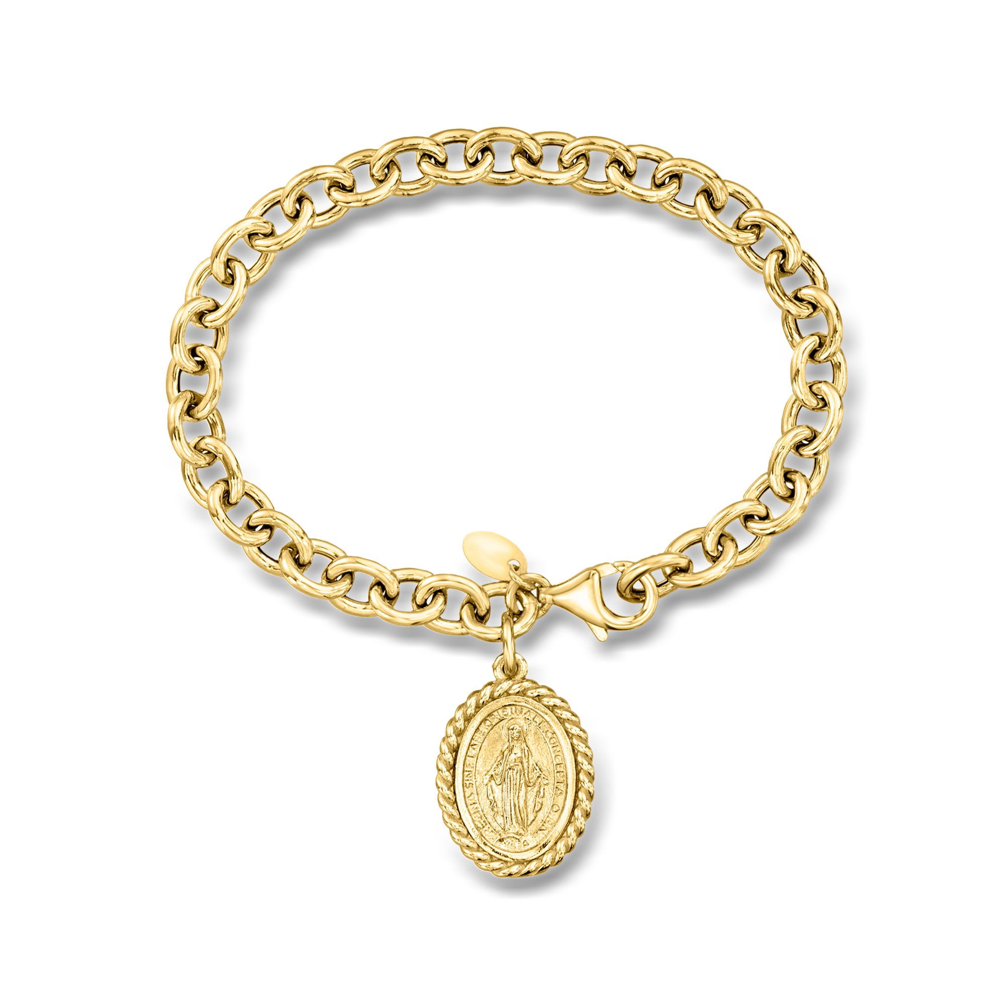 Ross-Simons Italian 18kt Gold Over Sterling Miraculous Medal Charm Bracelet, Women's, Adult
