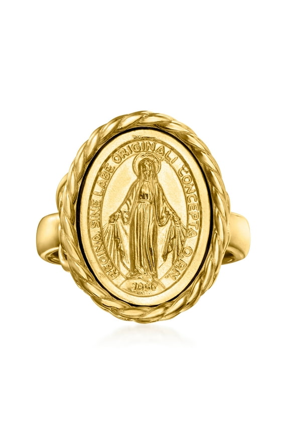 Italian 18kt Gold Over Sterling Miraculous Medal Frame Ring, Women's, Adult