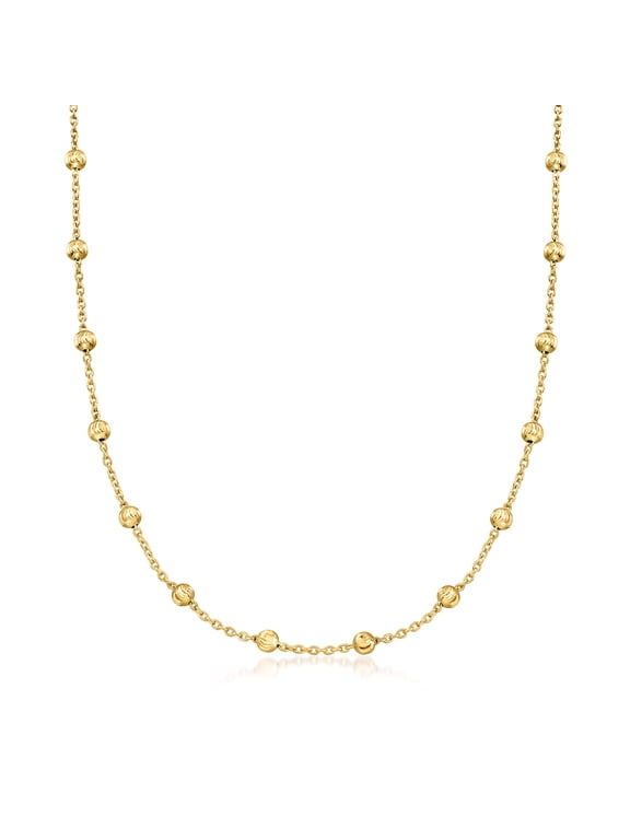 Italian 18kt Gold Over Sterling Moon-Cut Bead Station Necklace, Women's, Adult