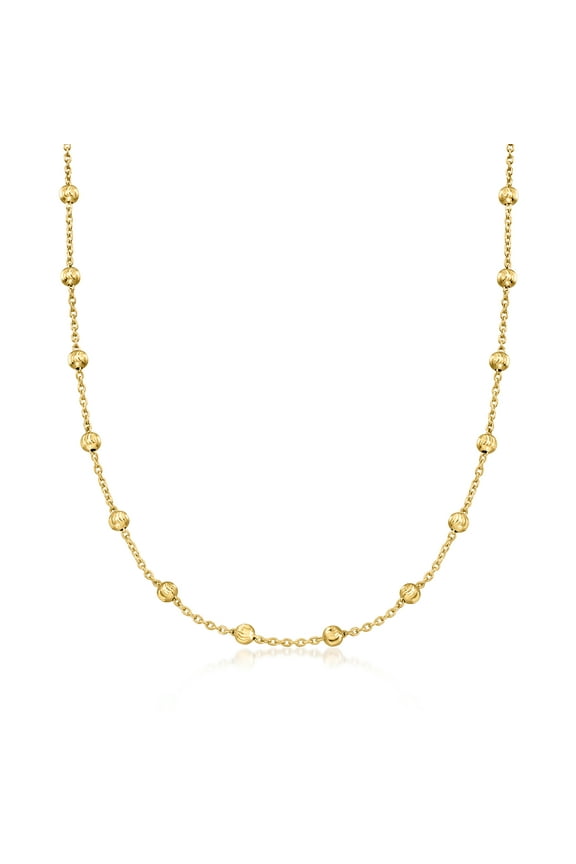 Italian 18kt Gold Over Sterling Moon-Cut Bead Station Necklace, Women's, Adult