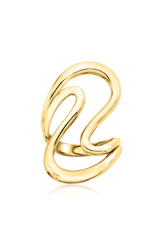 Italian 18kt Gold Over Sterling Open-Space Wave Ring, Women's, Adult