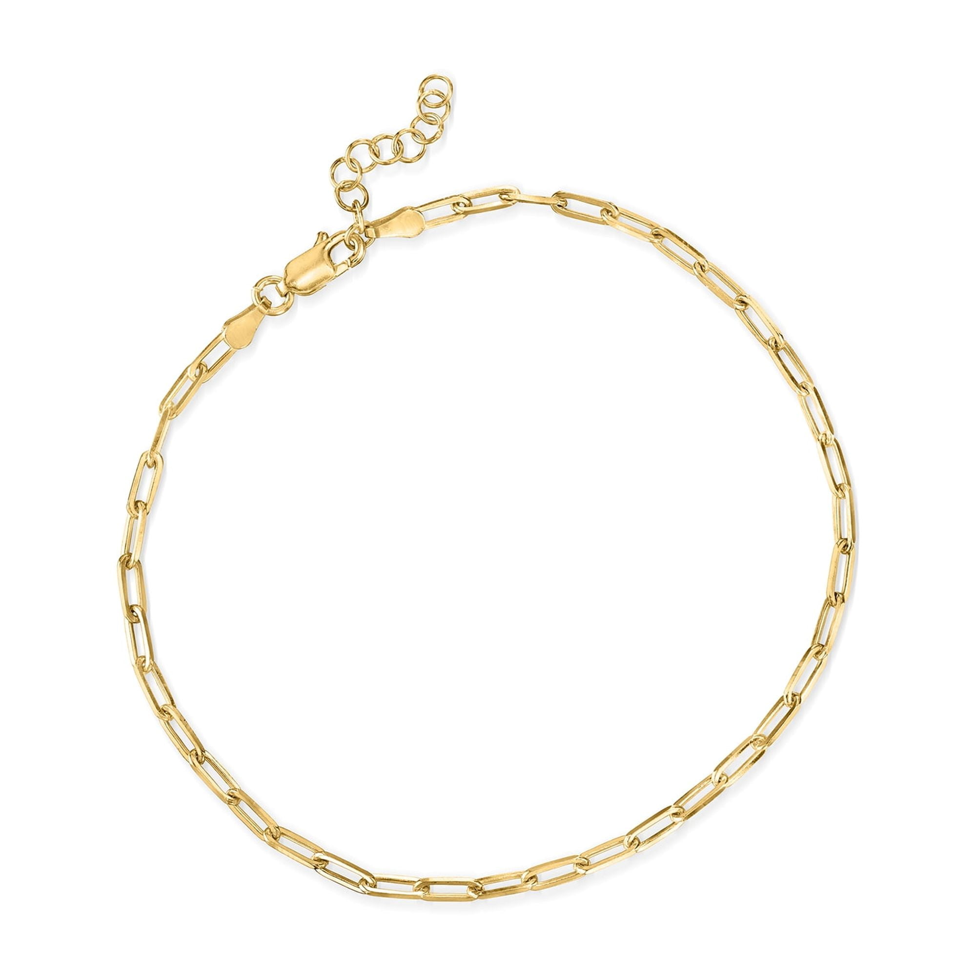 Ross-Simons Italian 18kt Gold Over Sterling Paper Clip Link Anklet, Women's, Adult