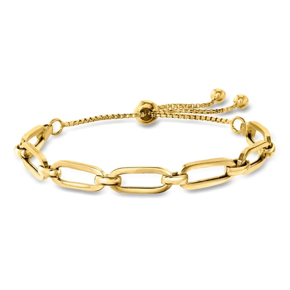 Ross-Simons Italian 18kt Gold Over Sterling Paper Clip Link Bolo Bracelet, Women's, Adult