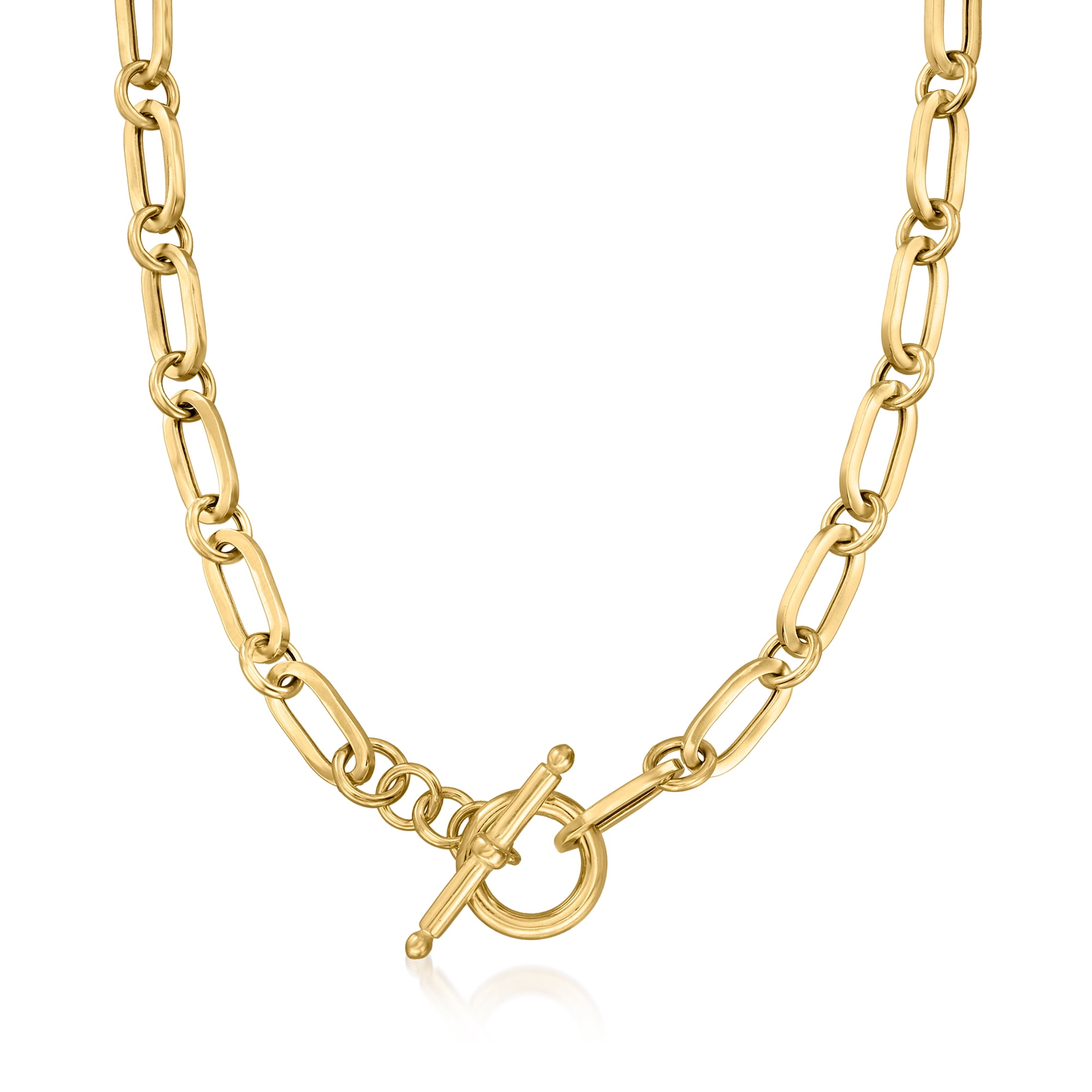 Ross-Simons Italian 18kt Gold Over Sterling Made in Italy Lock Pendant  Paper Clip Link Necklace for Female, Adult 
