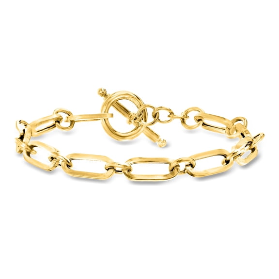 Ross-Simons Italian 18kt Gold Over Sterling Paper Clip Link Toggle Bracelet, Women's, Adult