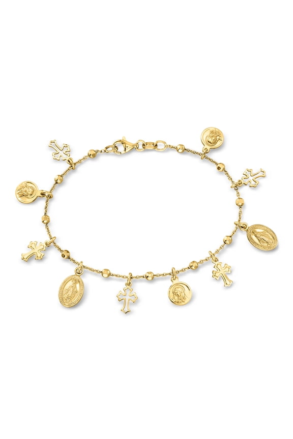 Italian 18kt Gold Over Sterling Religious Charm Bracelet, Women's, Adult