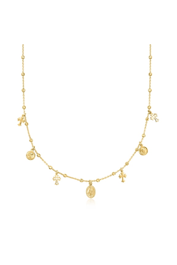 Italian 18kt Gold Over Sterling Religious Charm Necklace, Women's, Adult