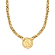 ROSS-SIMONS Italian 18kt Gold Over Sterling Replica Lira Coin Byzantine Necklace, Women's, Adult