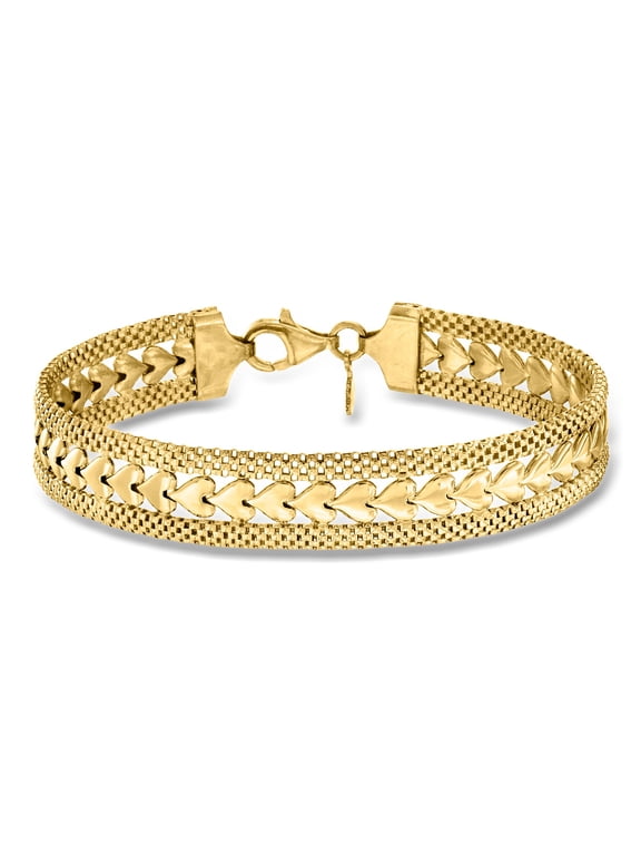 Italian 18kt Gold Over Sterling Silver Heart-Motif Bracelet, Women's, Adult