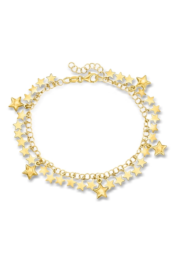 Italian 18kt Gold Over Sterling Star Drop Bracelet, Women's, Adult