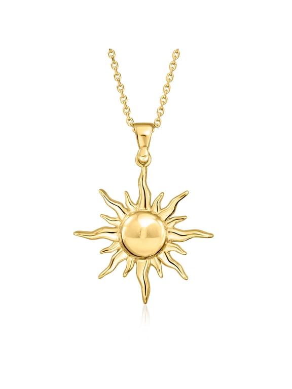 Italian 18kt Gold Over Sterling Sun Pendant Necklace, Women's, Adult