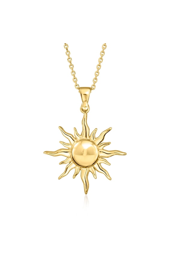 Italian 18kt Gold Over Sterling Sun Pendant Necklace, Women's, Adult